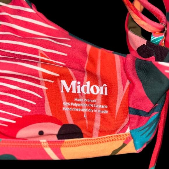 NWOT Midori Becca Keyhole Twist Adjustable Bikini Top Bright Tropical Size LG - Picture 3 of 4